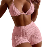 Women's Halter Top Floral Swim Shorts Bikini Set 2 Piece Swimsuit Bathing Suit